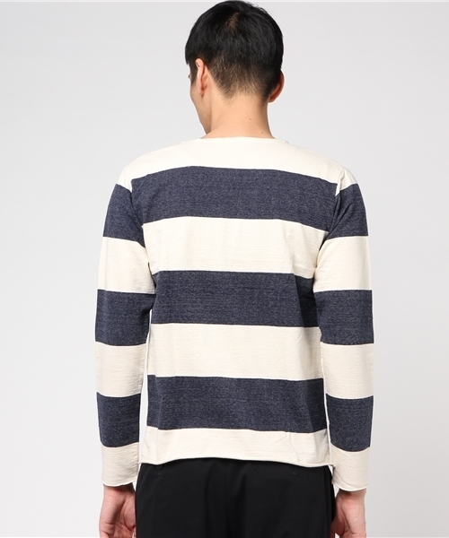 quadro（クオドロ）の「インレイキングボーダーカットオフTシャツ（Tシャツ/カットソー・メンズ・グレー/ベージュ/ネイビー/チャコールグレー・MEDIUM/LARGE）」の6枚目の写真