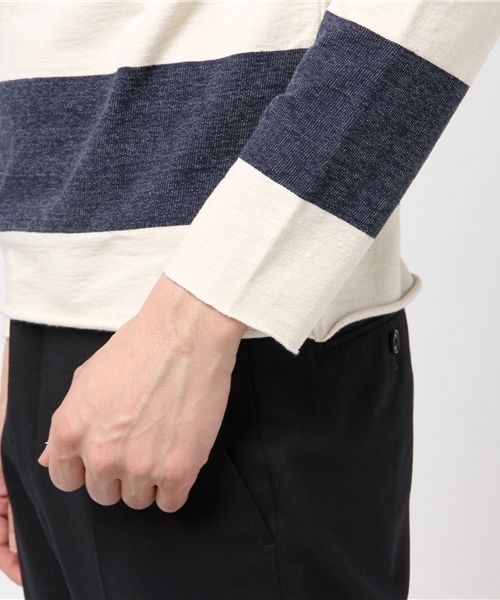 quadro（クオドロ）の「インレイキングボーダーカットオフTシャツ（Tシャツ/カットソー・メンズ・グレー/ベージュ/ネイビー/チャコールグレー・MEDIUM/LARGE）」の8枚目の写真