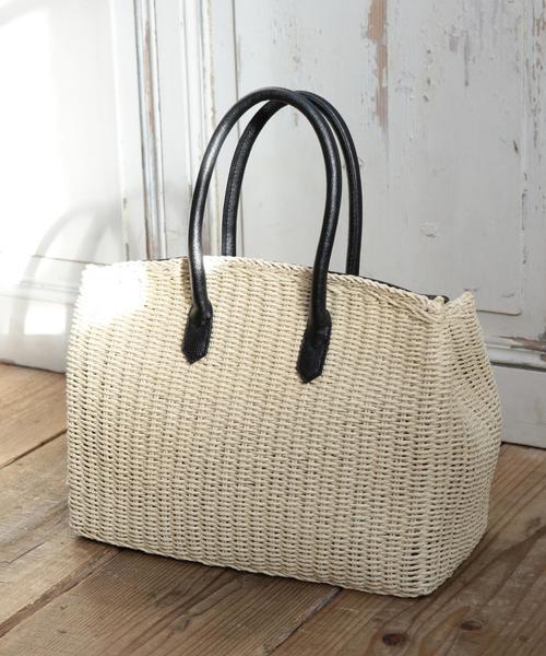 coen(コーエン)の「タッセルコンビボストンカゴバッグ(かごバッグ・レディース・ナチュラル/ネイビー・FREE)」の5枚目の写真