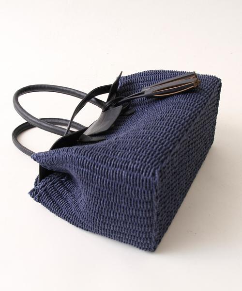 coen(コーエン)の「タッセルコンビボストンカゴバッグ(かごバッグ・レディース・ナチュラル/ネイビー・FREE)」の11枚目の写真