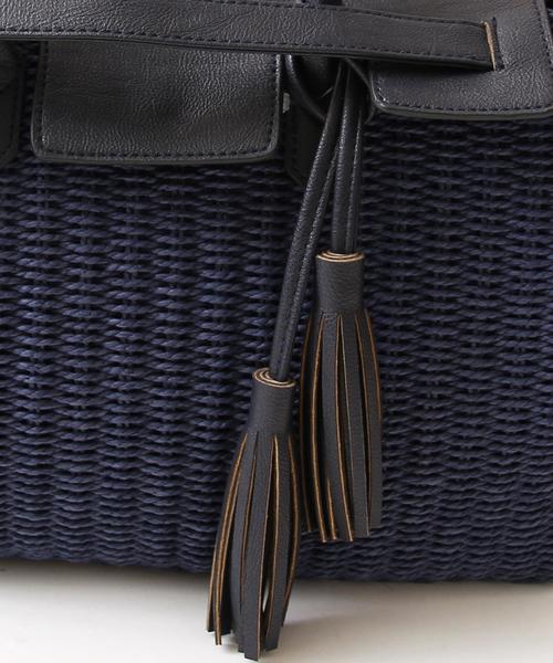 coen(コーエン)の「タッセルコンビボストンカゴバッグ(かごバッグ・レディース・ナチュラル/ネイビー・FREE)」の12枚目の写真