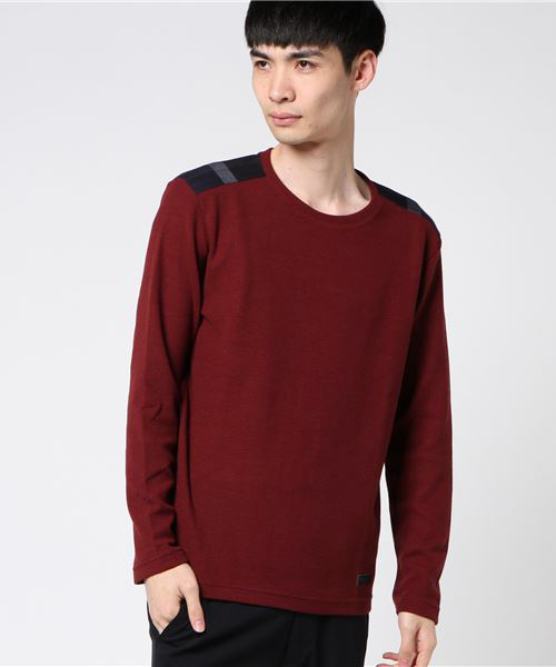 【美品】ブラックレーベルクレストブリッジ　長袖ニット・チェック・ショルダーパッチ BLACK LABEL CRESTBRIDGE（ブラックレーベル・クレストブリッジ