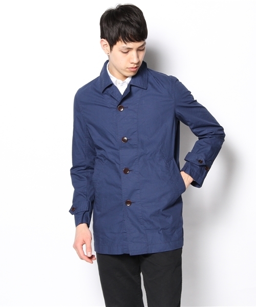 UNION STATION(ユニオンステーション)の「カラーショップコート(ステンカラーコート・メンズ・ブルー/ターコイズブルー/ネイビー/イエロー/ピンク/オレンジ・MEDIUM/LARGE/LL)」の2枚目の写真