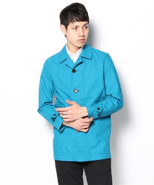 UNION STATION(ユニオンステーション)の「カラーショップコート(ステンカラーコート・メンズ・ブルー/ターコイズブルー/ネイビー/イエロー/ピンク/オレンジ・MEDIUM/LARGE/LL)」の1枚目の写真