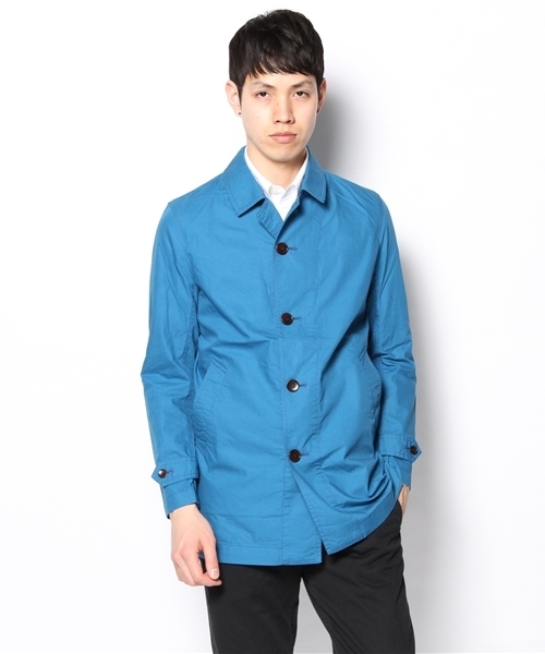 UNION STATION(ユニオンステーション)の「カラーショップコート(ステンカラーコート・メンズ・ブルー/ターコイズブルー/ネイビー/イエロー/ピンク/オレンジ・MEDIUM/LARGE/LL)」の3枚目の写真