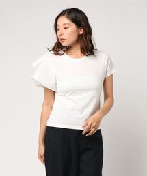 袖フリルTシャツ＊トップス/レディース/半袖[C3403]神戸レタス