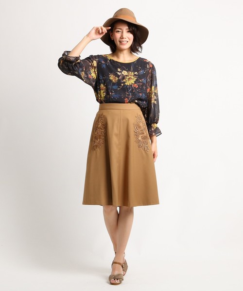 Sunauna（スーナウーナ）の「【洗える】ガーデンフラワープリントブラウス（シャツ/ブラウス・レディース・ベージュ/ネイビー・40/38）」の10枚目の写真