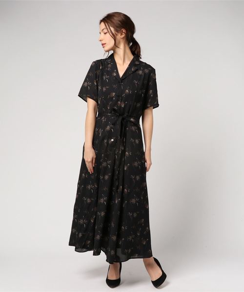MOUSSY（マウジー）の「OPEN COLLAR FLOWER DRESS（ワンピース