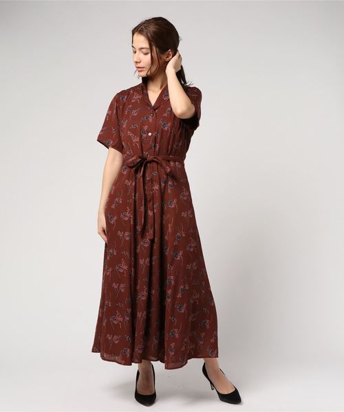 MOUSSY（マウジー）の「OPEN COLLAR FLOWER DRESS（ワンピース）」 - WEAR