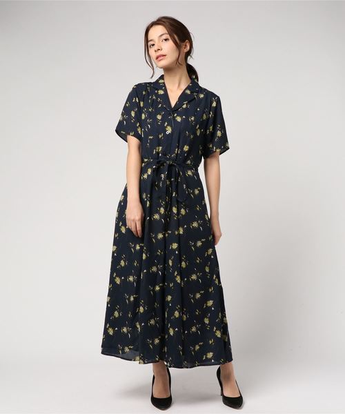 MOUSSY（マウジー）の「OPEN COLLAR FLOWER DRESS（ワンピース）」 - WEAR