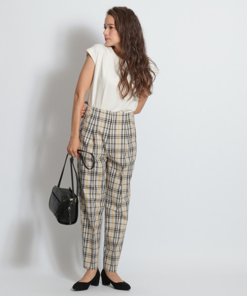 niko and...（ニコアンド）の「チェックハイウエストパンツ（その他パンツ・レディース・レッド/アイボリー/ベージュ・MEDIUM/LARGE）」の4枚目の写真