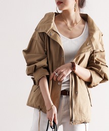 classicalelf（クラシカルエルフ）の「チノツイルマウンテンパーカー　フード付きミドル丈コットン無地ミリタリージャケット(ブルゾン)（マウンテンパーカー）」