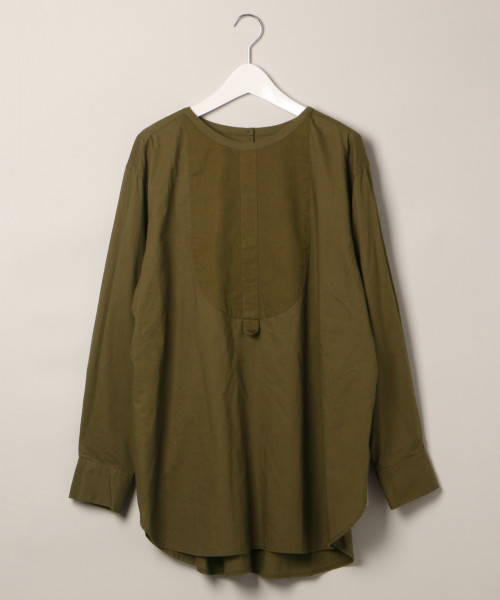 LOWRYS FARM(ローリーズファーム)の「ノーカラーLGシャツ 811875(シャツ/ブラウス・レディース・ブラック/オフホワイト/カーキ・FREE)」の1枚目の写真