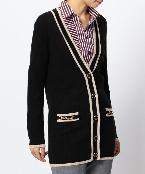 NARACAMICIE（ナラカミーチェ）の「ビット付ミドル丈リブVカーディガン（カーディガン/ボレロ・レディース・ブラック/ネイビー/グレー・MEDIUM/LARGE）」の7枚目の写真