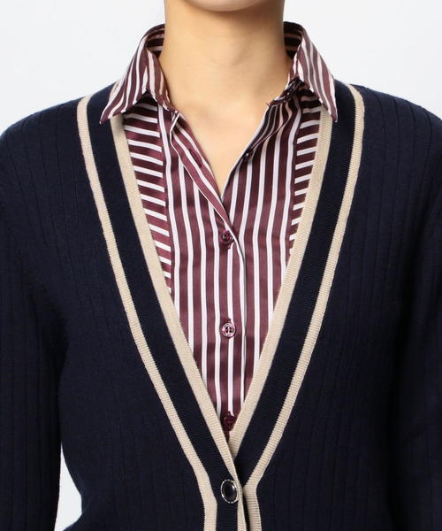 NARACAMICIE（ナラカミーチェ）の「ビット付ミドル丈リブVカーディガン（カーディガン/ボレロ・レディース・ブラック/ネイビー/グレー・MEDIUM/LARGE）」の9枚目の写真