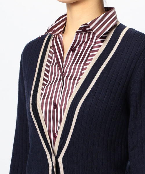 NARACAMICIE（ナラカミーチェ）の「ビット付ミドル丈リブVカーディガン（カーディガン/ボレロ・レディース・ブラック/ネイビー/グレー・MEDIUM/LARGE）」の10枚目の写真