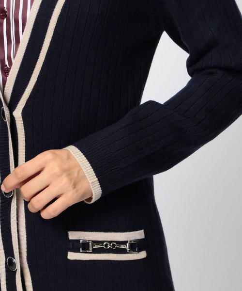 NARACAMICIE（ナラカミーチェ）の「ビット付ミドル丈リブVカーディガン（カーディガン/ボレロ・レディース・ブラック/ネイビー/グレー・MEDIUM/LARGE）」の12枚目の写真