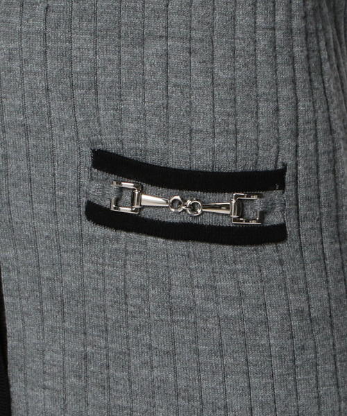 NARACAMICIE（ナラカミーチェ）の「ビット付ミドル丈リブVカーディガン（カーディガン/ボレロ・レディース・ブラック/ネイビー/グレー・MEDIUM/LARGE）」の15枚目の写真