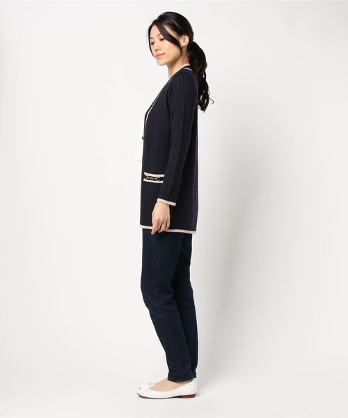 NARACAMICIE（ナラカミーチェ）の「ビット付ミドル丈リブVカーディガン（カーディガン/ボレロ・レディース・ブラック/ネイビー/グレー・MEDIUM/LARGE）」の19枚目の写真