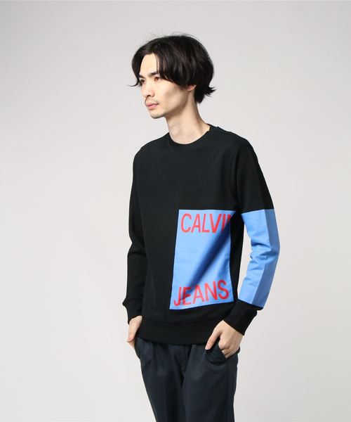 Calvin Klein(カルバン・クライン)の「ネーム プリント クルーネック スウェット(スウェット・メンズ・ブラック/ブルー・L/XL/M/S)」の2枚目の写真