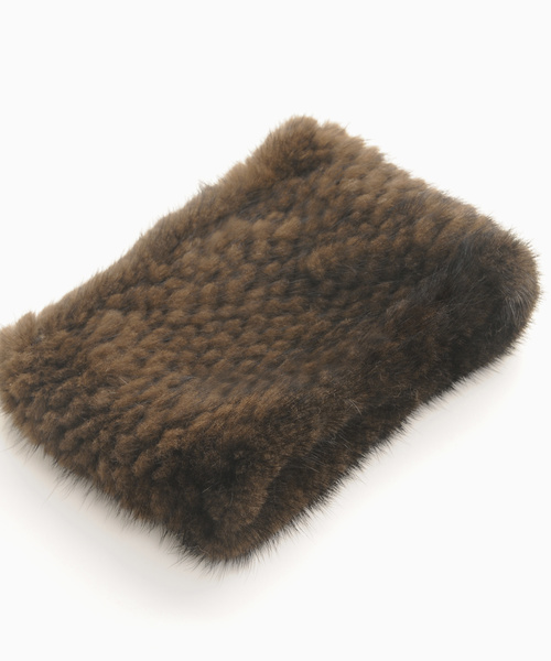 sankyo shokai（サンキョウショウカイ）の「ミンク ファー 編み込み スヌード（ネックウォーマー/スヌード・レディース・ブラック/ダークブラウン/グレー・FREE）」の5枚目の写真