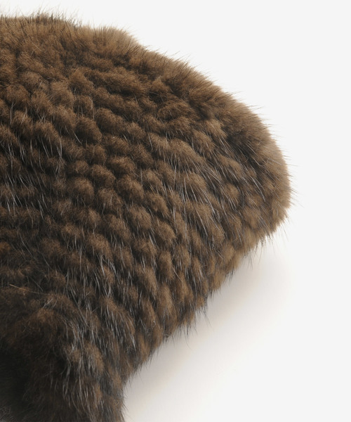 sankyo shokai（サンキョウショウカイ）の「ミンク ファー 編み込み スヌード（ネックウォーマー/スヌード・レディース・ブラック/ダークブラウン/グレー・FREE）」の7枚目の写真