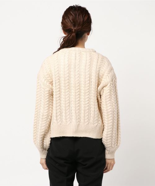 one after another NICE CLAUP（ワンアフターアナザーナイスクラップ）の「ハートケーブル編みカーディガン（カーディガン/ボレロ・レディース・ライトグレー/ベージュ/ピンク/アイボリー/ブルーグレー・FREE）」の8枚目の写真