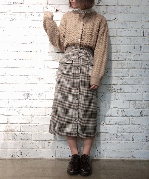 one after another NICE CLAUP（ワンアフターアナザーナイスクラップ）の「ハートケーブル編みカーディガン（カーディガン/ボレロ・レディース・ライトグレー/ベージュ/ピンク/アイボリー/ブルーグレー・FREE）」の13枚目の写真