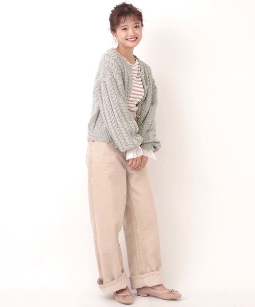 one after another NICE CLAUP（ワンアフターアナザーナイスクラップ）の「ハートケーブル編みカーディガン（カーディガン/ボレロ・レディース・ライトグレー/ベージュ/ピンク/アイボリー/ブルーグレー・FREE）」の19枚目の写真