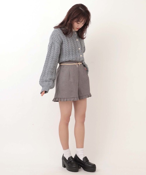 one after another NICE CLAUP（ワンアフターアナザーナイスクラップ）の「ハートケーブル編みカーディガン（カーディガン/ボレロ・レディース・ライトグレー/ベージュ/ピンク/アイボリー/ブルーグレー・FREE）」の21枚目の写真