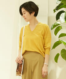 リネン Vネックプルオーバー