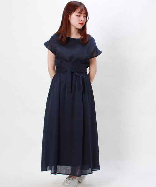 RUDY（ルディー）の「シワ加工フレンチスリーブ　ワンピース（ワンピース・レディース・ベージュ/ネイビー/カーキ・MEDIUM/LARGE）」の6枚目の写真