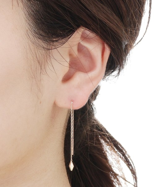 COCOSHNIK(ココシュニック)の「面取りひし形 チェーンピアス(ピアス(両耳用)・レディース・ホワイト系その他7・00)」の6枚目の写真