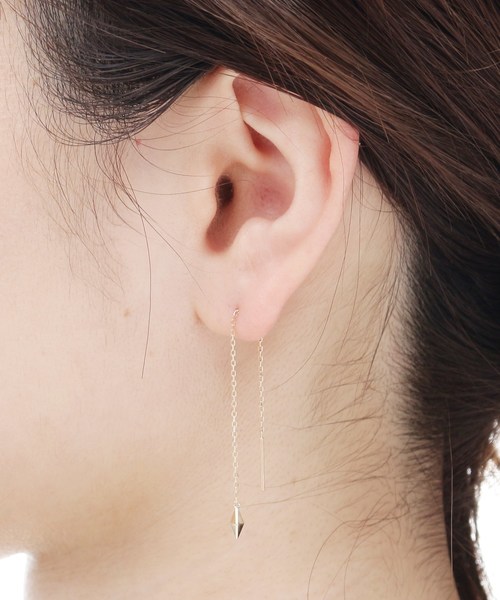 COCOSHNIK(ココシュニック)の「面取りひし形 チェーンピアス(ピアス(両耳用)・レディース・ホワイト系その他7・00)」の7枚目の写真