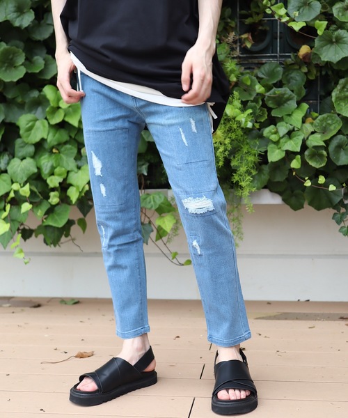 AFYF（エーエフワイエフ）の「AFYF BASIC OVSIZE SKINNY DENIM CRUSH/デニムオーバーサイズ ストレッチ スキニーパンツ クラッシュ（デニムパンツ・メンズ・ブラック/ライトインディゴブルー/ケミカルウォッシュ・SMALL/MEDIUM/LARGE）」の3枚目の写真
