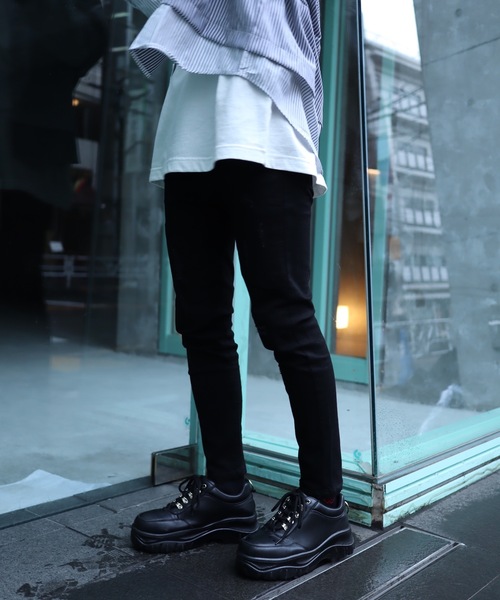 AFYF（エーエフワイエフ）の「AFYF BASIC OVSIZE SKINNY DENIM CRUSH/デニムオーバーサイズ ストレッチ スキニーパンツ クラッシュ（デニムパンツ・メンズ・ブラック/ライトインディゴブルー/ケミカルウォッシュ・SMALL/MEDIUM/LARGE）」の10枚目の写真