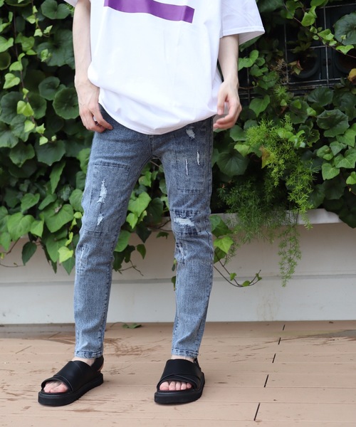 AFYF（エーエフワイエフ）の「AFYF BASIC OVSIZE SKINNY DENIM CRUSH/デニムオーバーサイズ ストレッチ スキニーパンツ クラッシュ（デニムパンツ・メンズ・ブラック/ライトインディゴブルー/ケミカルウォッシュ・SMALL/MEDIUM/LARGE）」の19枚目の写真