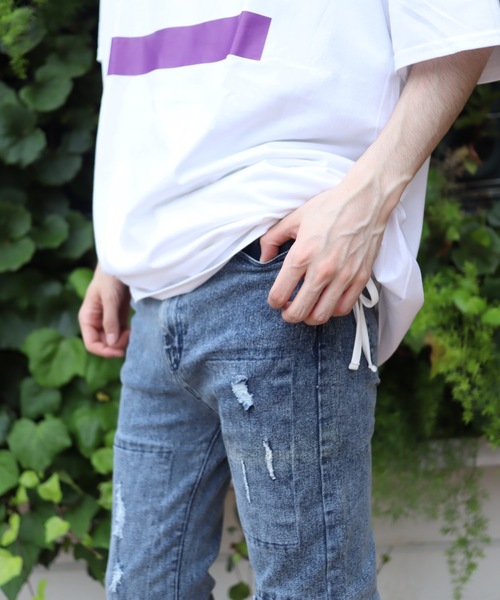 AFYF（エーエフワイエフ）の「AFYF BASIC OVSIZE SKINNY DENIM CRUSH/デニムオーバーサイズ ストレッチ スキニーパンツ クラッシュ（デニムパンツ・メンズ・ブラック/ライトインディゴブルー/ケミカルウォッシュ・SMALL/MEDIUM/LARGE）」の18枚目の写真