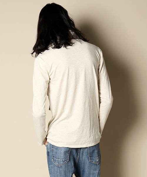 goa（ゴア）の「ムラ染アフガンストール×VネックロンTセット（アンサンブル・メンズ・キナリ/グレー・FREE）」の3枚目の写真