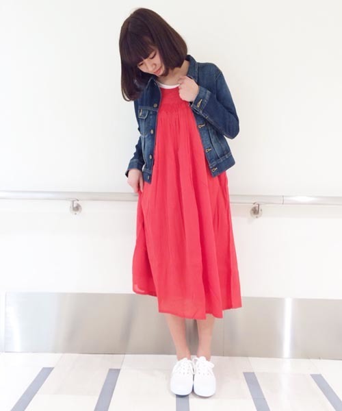 Kastane（カスタネ）の「【Kastane】スモーネワンピース（ワンピース・レディース・レッド/ライトブルー/ホワイト・FREE）」の4枚目の写真