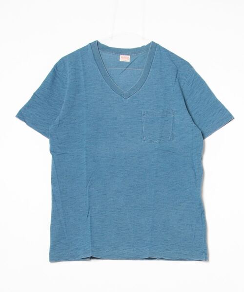 Healthknit（ヘルスニット）の「∴【 Healthknit / ヘルスニット 】 インディゴスラブVネック半袖ポケットTシャツ　10101　SIP（Tシャツ/カットソー・メンズ・その他2/インディゴブルー/その他1/ブルー・MEDIUM/LARGE/SMALL）」の3枚目の写真