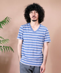 ∴【 Healthknit / ヘルスニット 】 インディゴスラブVネック半袖ポケットTシャツ　10101　SIP