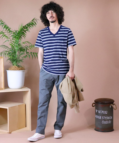 Healthknit（ヘルスニット）の「∴【 Healthknit / ヘルスニット 】 インディゴスラブVネック半袖ポケットTシャツ　10101　SIP（Tシャツ/カットソー・メンズ・その他2/インディゴブルー/その他1/ブルー・MEDIUM/LARGE/SMALL）」の4枚目の写真