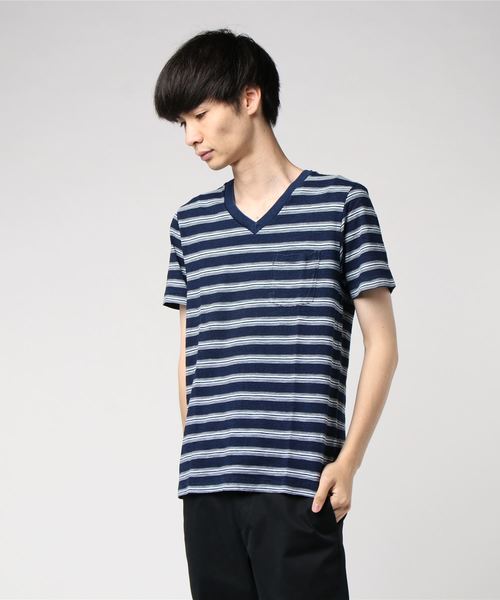 Healthknit（ヘルスニット）の「∴【 Healthknit / ヘルスニット 】 インディゴスラブVネック半袖ポケットTシャツ　10101　SIP（Tシャツ/カットソー・メンズ・その他2/インディゴブルー/その他1/ブルー・MEDIUM/LARGE/SMALL）」の7枚目の写真