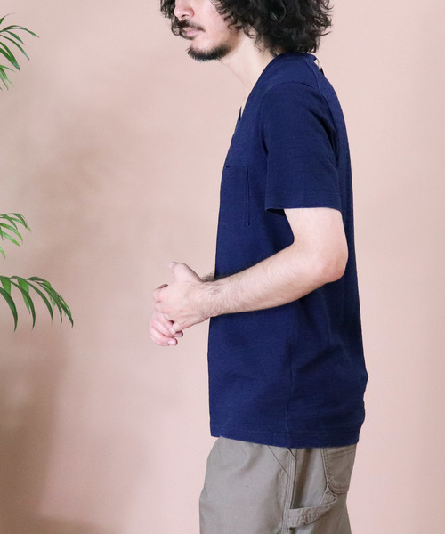 Healthknit（ヘルスニット）の「∴【 Healthknit / ヘルスニット 】 インディゴスラブVネック半袖ポケットTシャツ　10101　SIP（Tシャツ/カットソー・メンズ・その他2/インディゴブルー/その他1/ブルー・MEDIUM/LARGE/SMALL）」の5枚目の写真