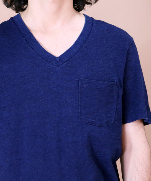 Healthknit（ヘルスニット）の「∴【 Healthknit / ヘルスニット 】 インディゴスラブVネック半袖ポケットTシャツ　10101　SIP（Tシャツ/カットソー・メンズ・その他2/インディゴブルー/その他1/ブルー・MEDIUM/LARGE/SMALL）」の9枚目の写真