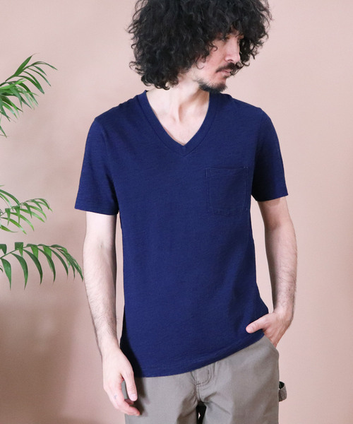 Healthknit（ヘルスニット）の「∴【 Healthknit / ヘルスニット 】 インディゴスラブVネック半袖ポケットTシャツ　10101　SIP（Tシャツ/カットソー・メンズ・その他2/インディゴブルー/その他1/ブルー・MEDIUM/LARGE/SMALL）」の13枚目の写真