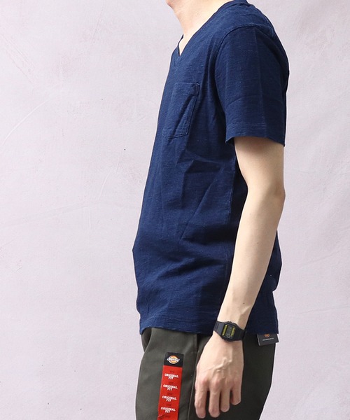 Healthknit（ヘルスニット）の「∴【 Healthknit / ヘルスニット 】 インディゴスラブVネック半袖ポケットTシャツ　10101　SIP（Tシャツ/カットソー・メンズ・その他2/インディゴブルー/その他1/ブルー・MEDIUM/LARGE/SMALL）」の15枚目の写真