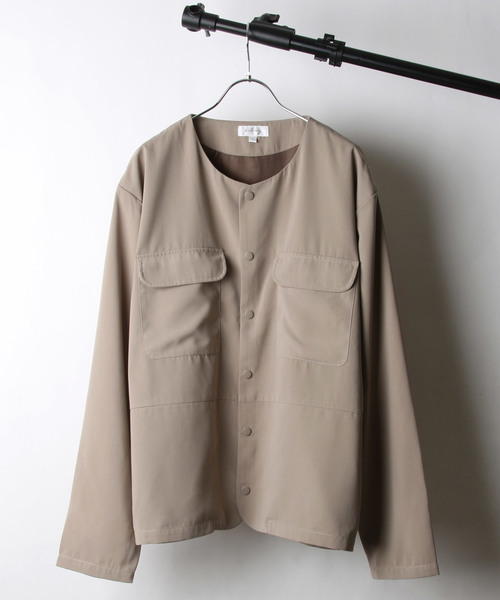 Nilway(ニルウェイ)の「【Nilway】ドレープポリトロノーカラーカバーオール(カバーオール)」|ベージュ