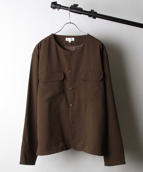 Nilway(ニルウェイ)の「【Nilway】ドレープポリトロノーカラーカバーオール(カバーオール)」|ブラウン